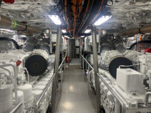 The picture shows the engine room of the Vittorio Morace.